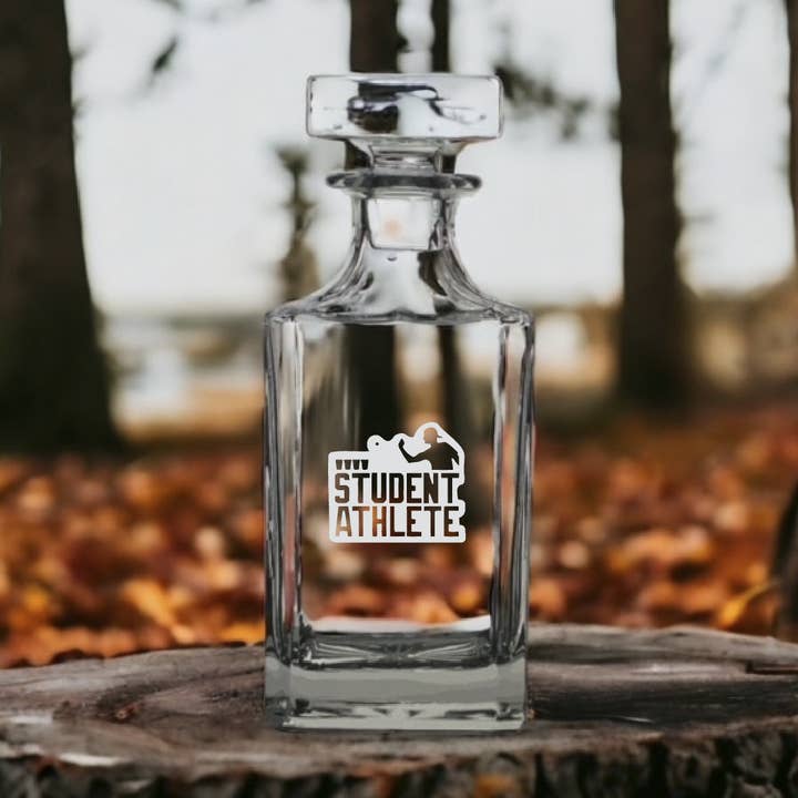 Student Athlete 26oz Premium Bourbon Whiskey Decanter for wholesale by Texan Customs