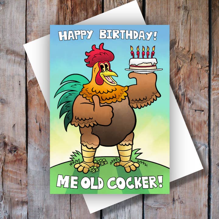 Carte d'anniversaire Me Old Cocker pour la vente par Black Country Cards