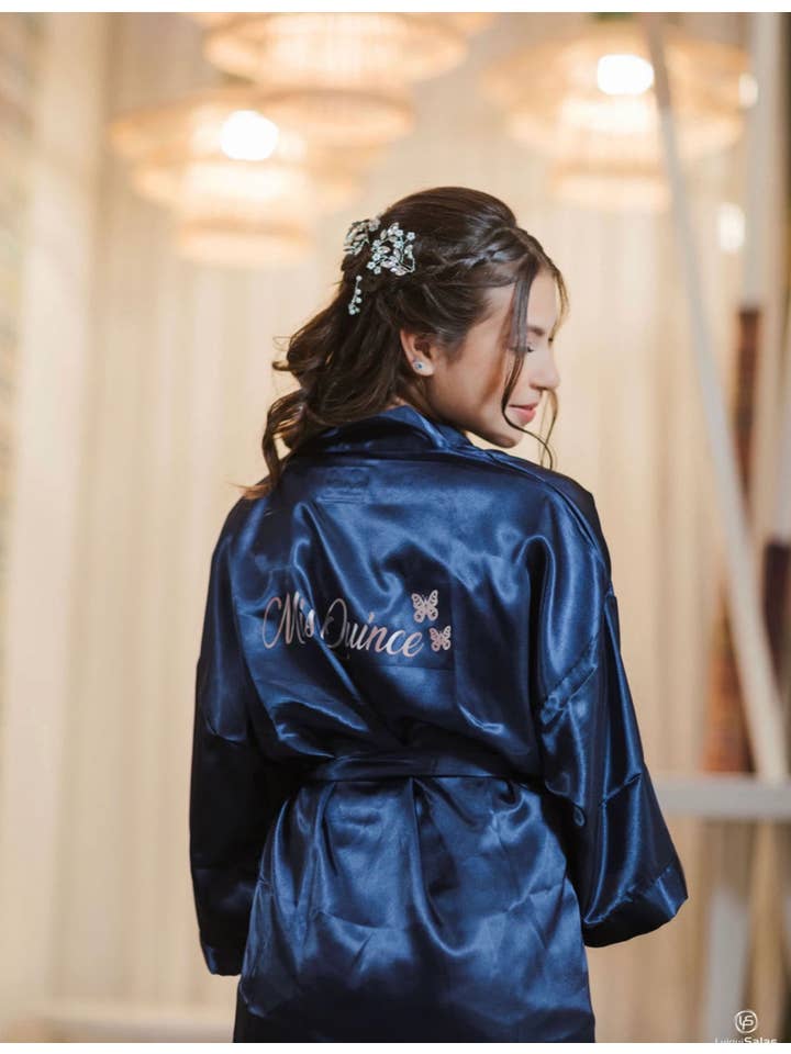 OMMO Designs - Wholesale Robe - Women's - Mis Quince Años Satin Robes, Personalized Robes, Quinceañera0