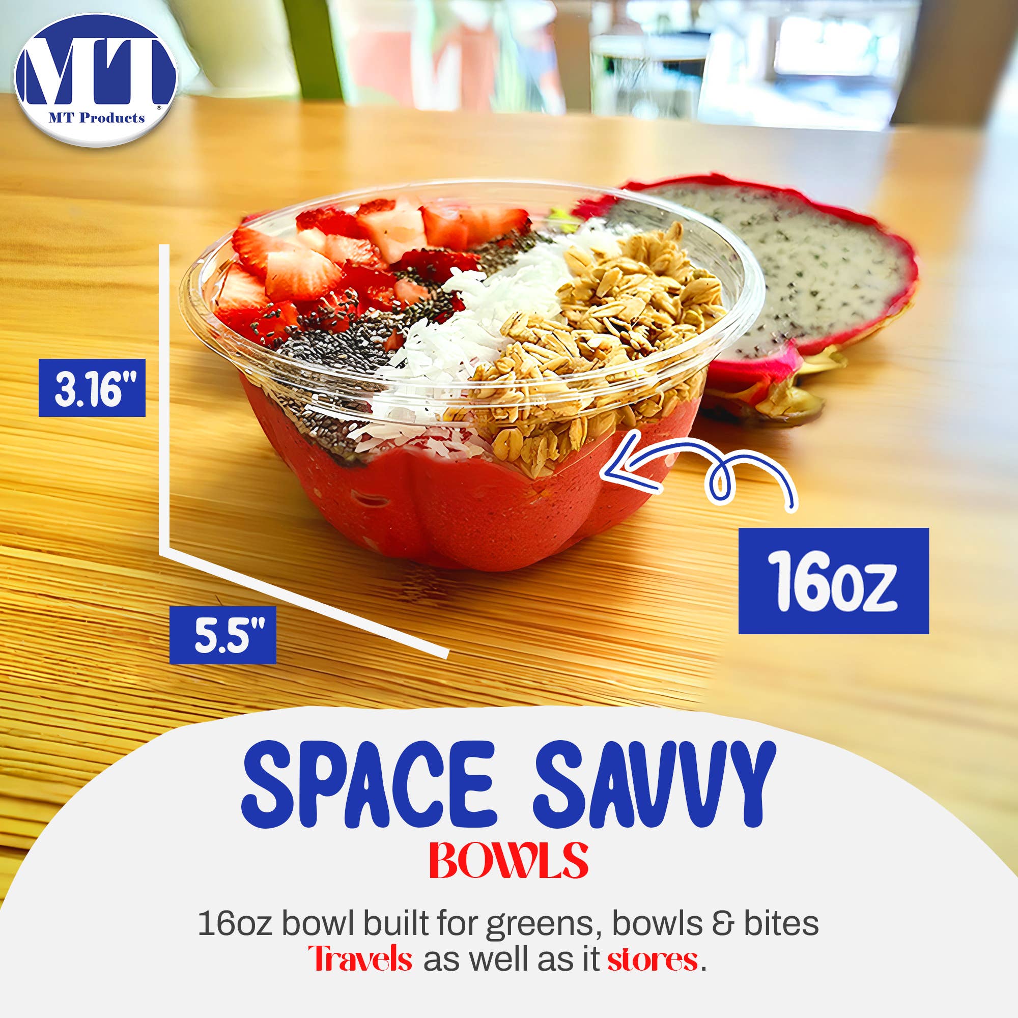 MT Products - Wholesale Food Storage Container - MT Products Clear Plastic Salad Container 16 oz1