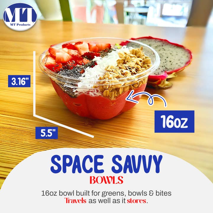 MT Products - Wholesale Food Storage Container - MT Products Clear Plastic Salad Container 16 oz1