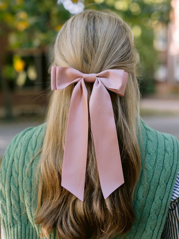 Oversized Matte Satin Hair Bow Barrette | Stella Bow OS for wholesale by Grace & Grandeur