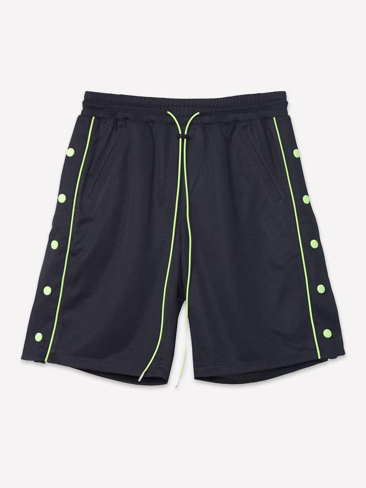 Robink - Wholesale Shorts - Men's - Blank State Men's Snap Button Gym Shorts in Black