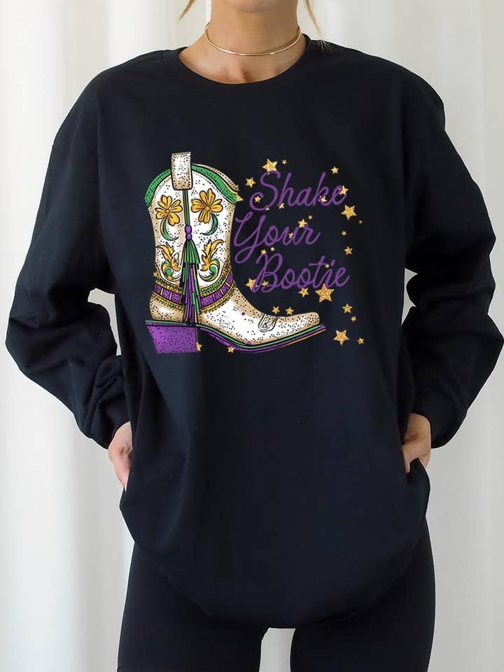 Mardi Gras Boots Graphic Long Sleeve Tee for wholesale by COLORBEAR