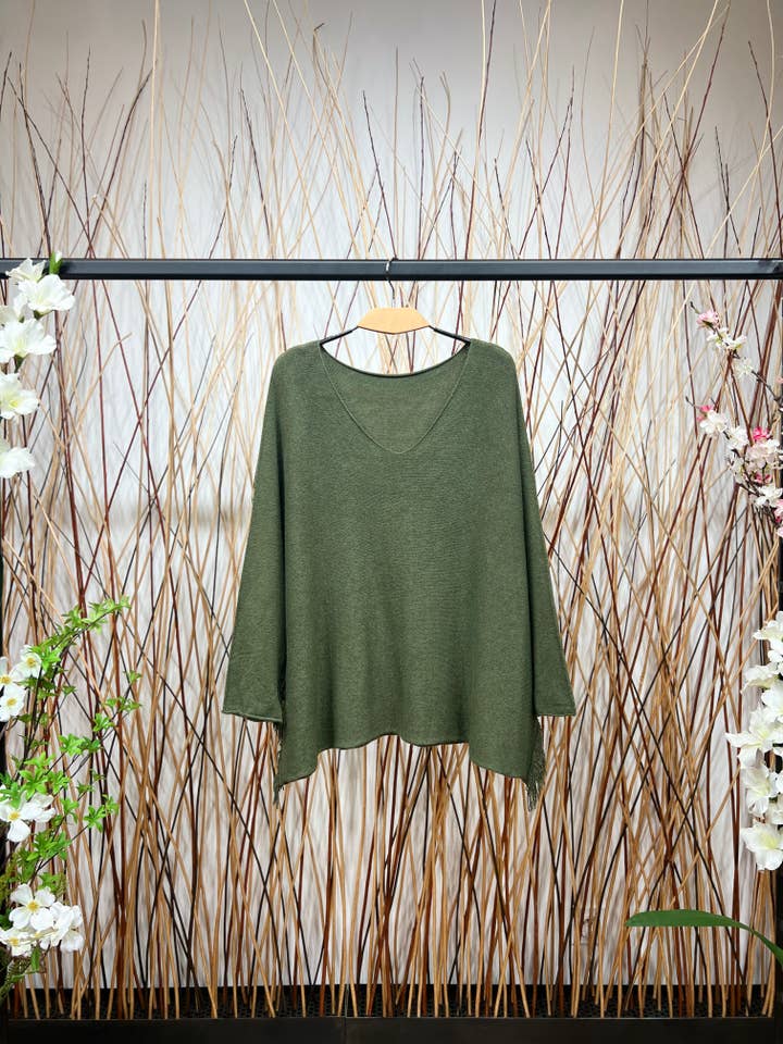 L'Emotion - Wholesale Knit Sweater - Women's - Fringed Viscose Nylon Wide Neck Sweater5