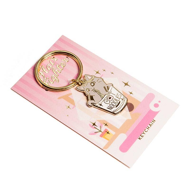 Flair Fighter - Wholesale Sleutelhanger - Uniseks - Kat (beker) noedels emaille sleutelhanger, vaderdag cadeau2