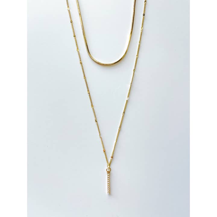 Collar con tachuelas de cristal de doble capa para venta al por mayor de S&A Fashions