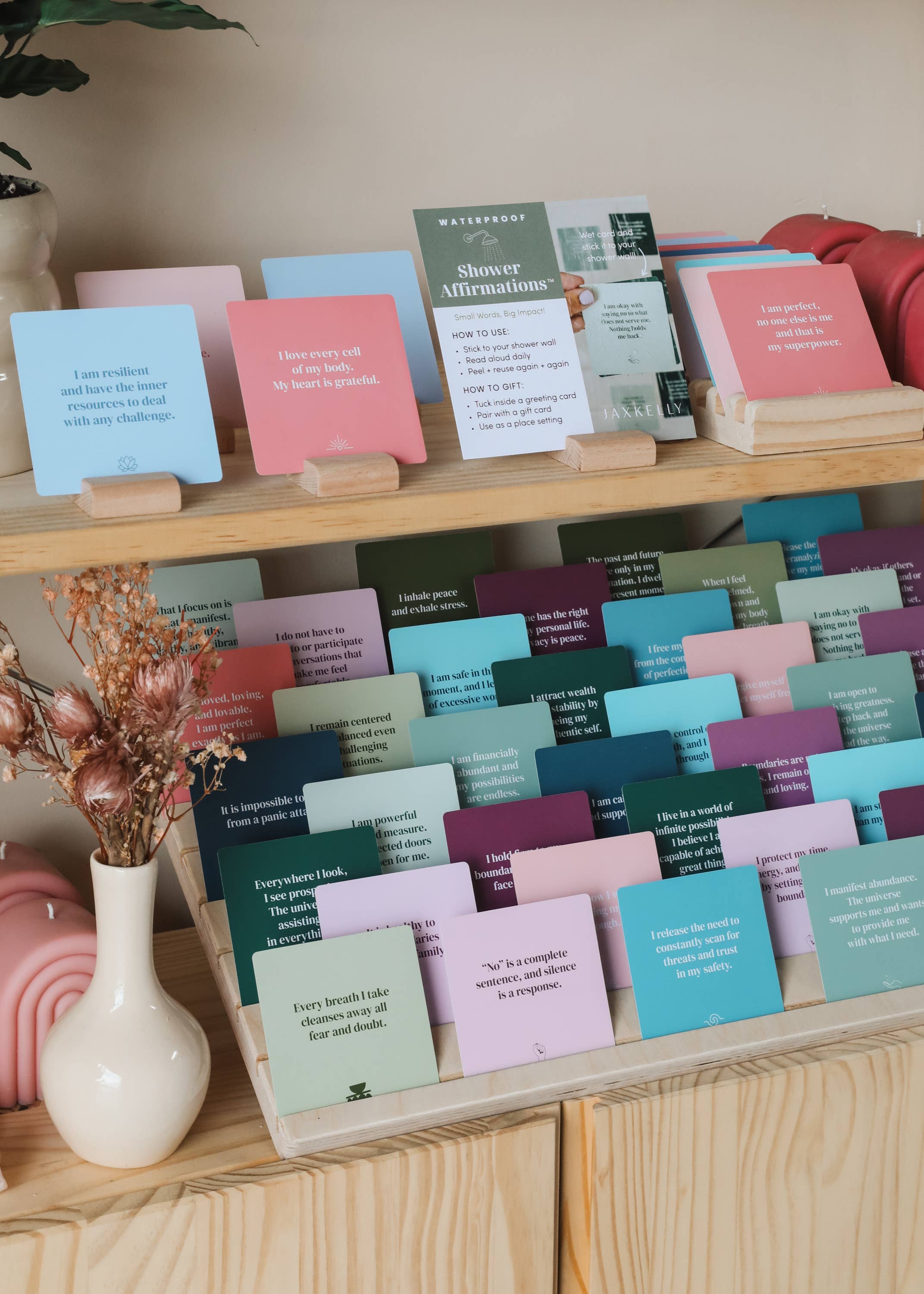 JaxKelly - Wholesale Stationery/Notecard Set - Single Shower Affirmations™ Display Card Bundle1