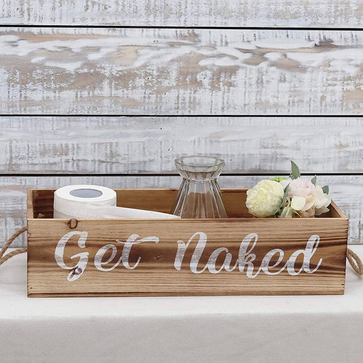 Get Naked, Rustic Wooden Box, Bathroom Decor and Organizer for wholesale by Paris Loft Inc
