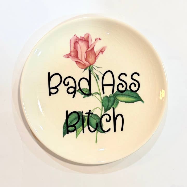 Vintage Swear Plates - "Badass Bitch" for wholesale by Un Peche Mignon