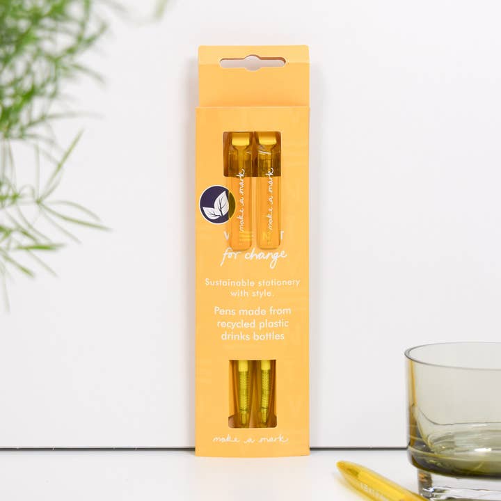 Pens Recycled Drinks Bottle Make a Mark – Yellow for wholesale by VENT for Change USA