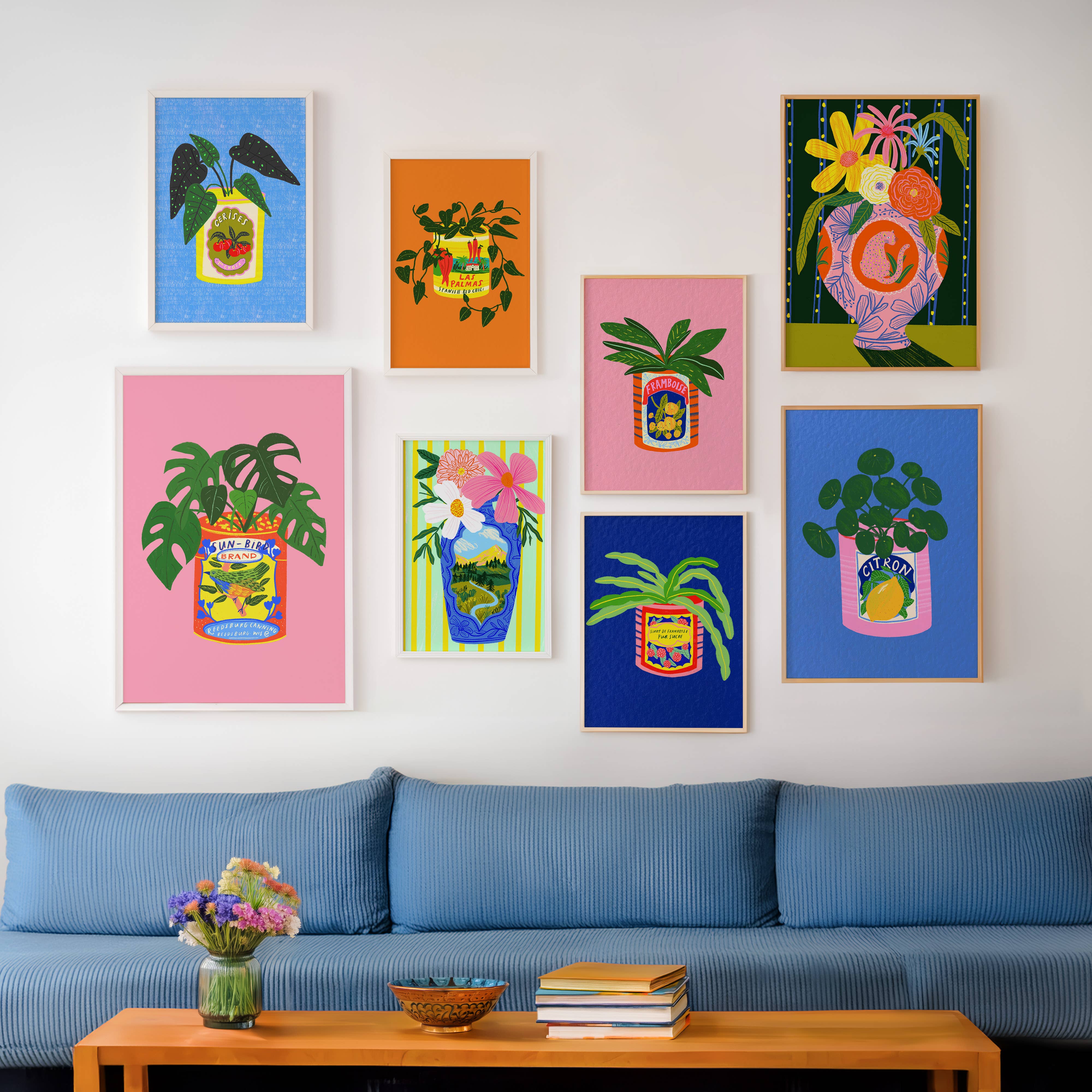 Kerrie Illustrates - Vendita all'ingrosso Stampa artistica - Stampa d'Arte di Pianta di Pothos Sospesa & Lattina Vintage Arancione | Casa1