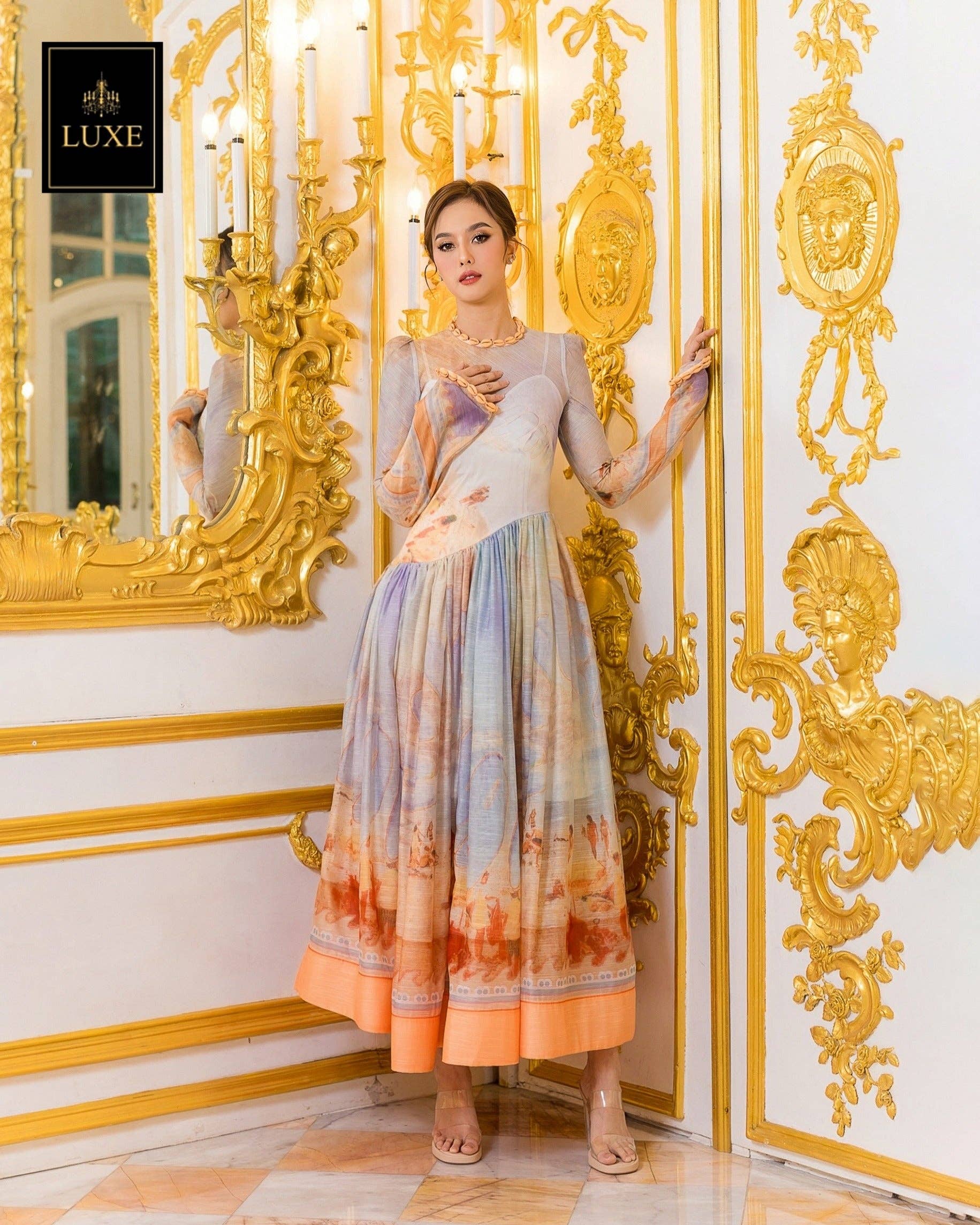 AlexyDesings – Engroshandel Kjole - Dame – Broderet skrå langærmet kjole2