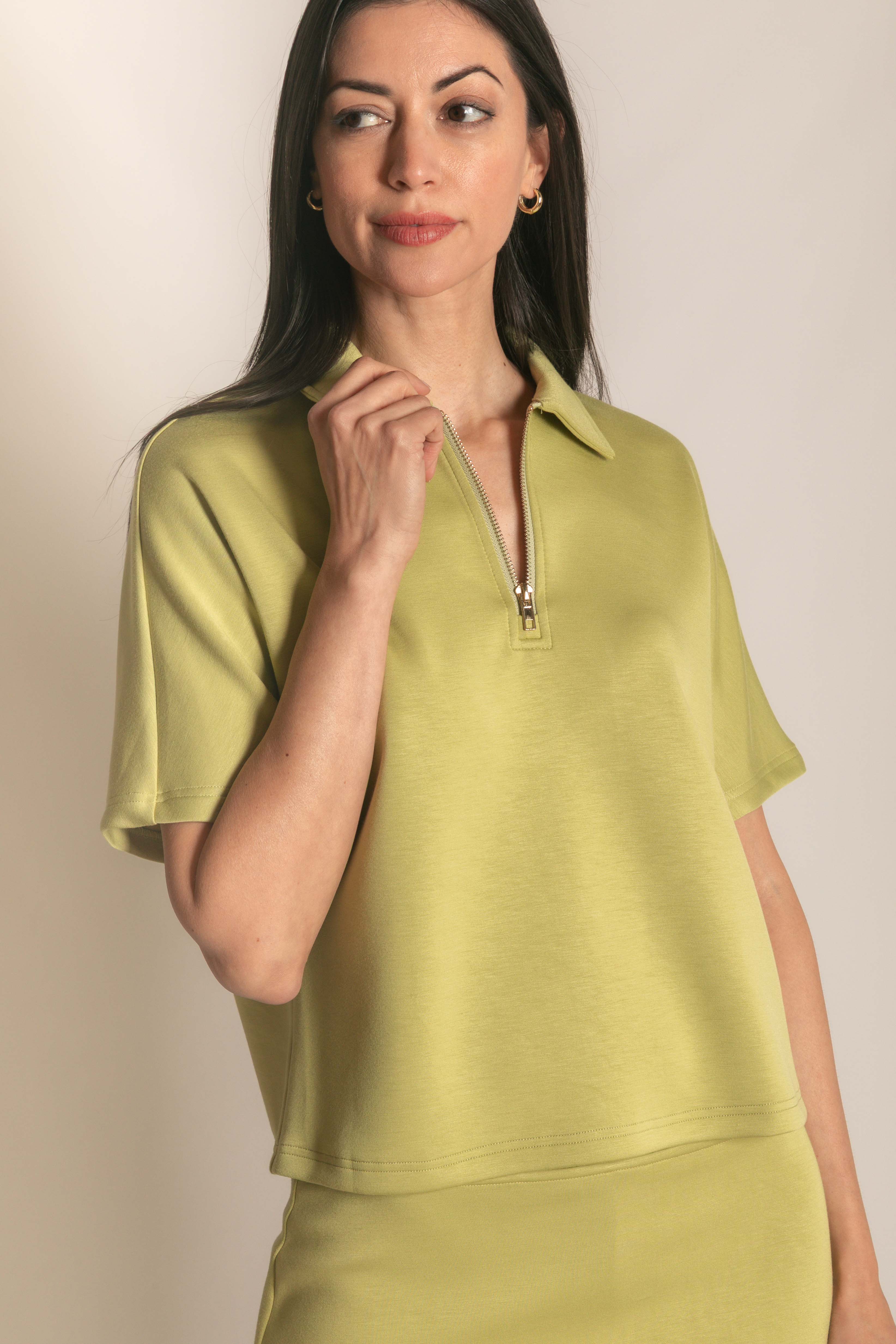 P. CILL - Wholesale Knit Top - Women's - P. CILL Butter Modal Short Sleeve Quarter Zip Top50