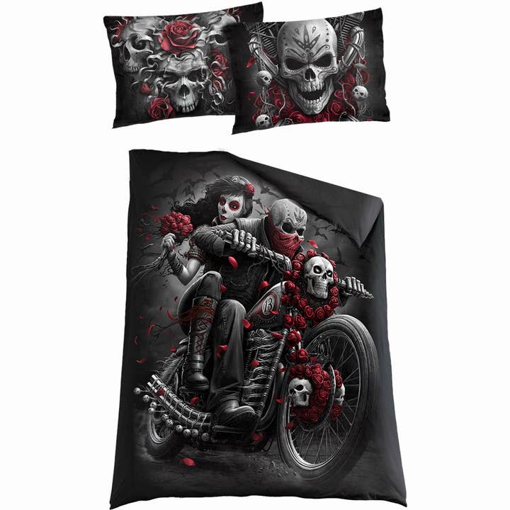 SKULLS N' ROSES - Single Duvet Cover + UK And EU Pillow case for wholesale by Spiral