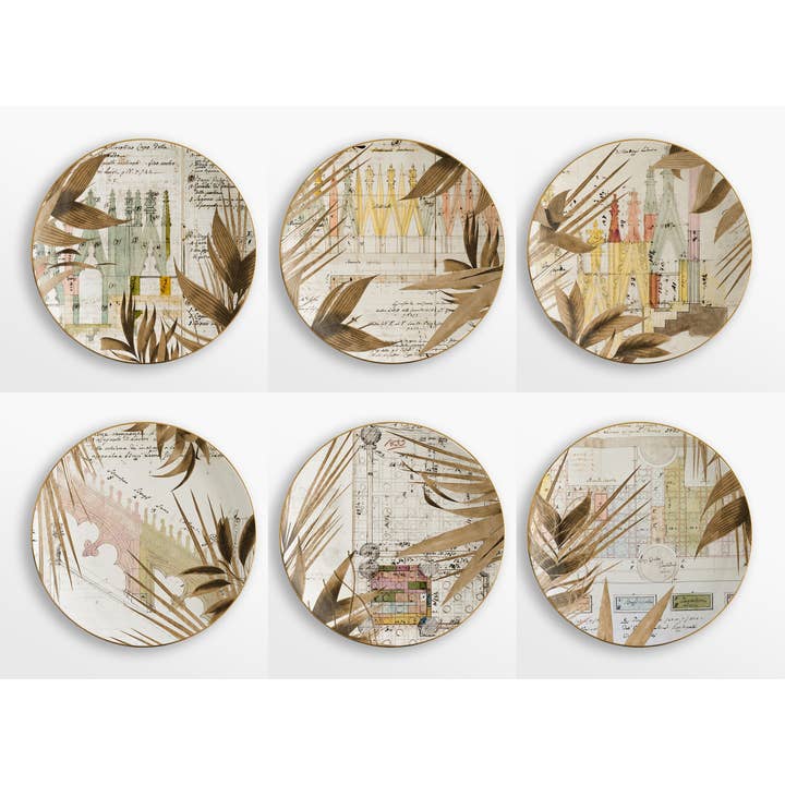 Il Duomo Che Non C'è - sæt med 6 porcelæns desserttallerkener for engroshandel hos Vito Nesta Grand Tour