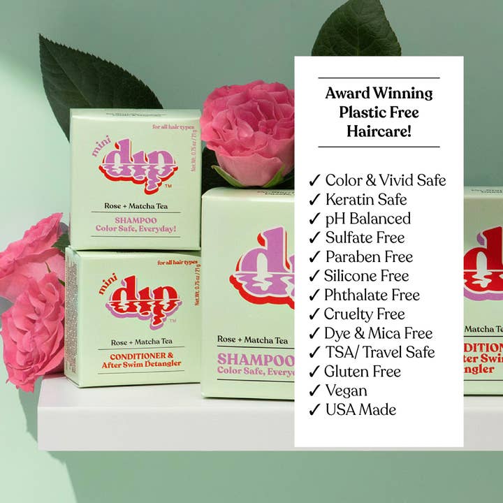 Dip - Wholesale Shampoo Puck/Solid Shampoo - Mini Dip Shampoo Bar: Color Safe, Everyday - Rose & Matcha Tea6