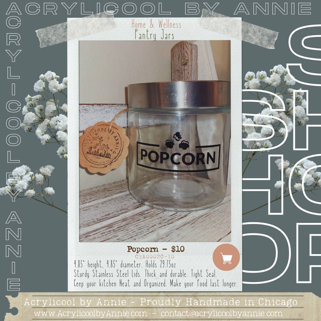 Acrylicool by Annie - Wholesale Food storage container - Popcorn - Pantry Jar