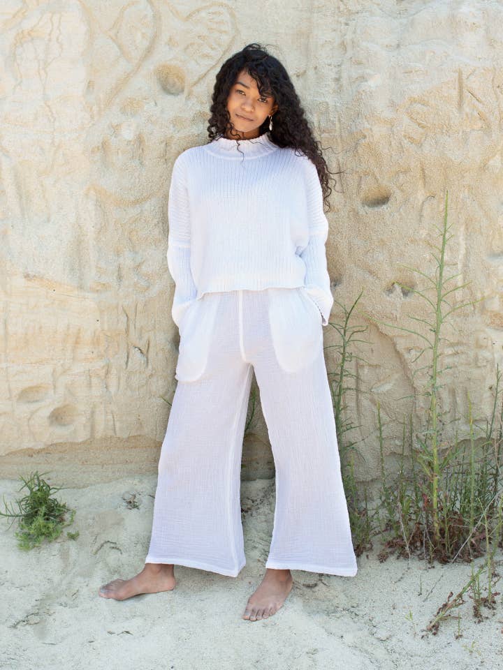 Honest Cotton - Wholesale Knit Sweater - Women's - Mock Neck Crop Sweater | Cotton Knit