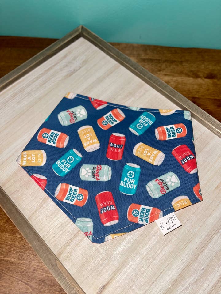 K and M Collars - Wholesale Pet Bandana - Dog - Doggy Beers Reversible Plaid Dog Bandana, K and M Collars0