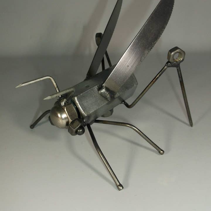 Grasshopper Metal Sculpture, Insects, Garden Stake. for wholesale by Creations Welded