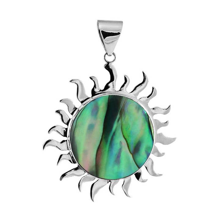 AP-1009-AB Zilveren Zon Hanger Met Abalone Schelp – Groothandel Bali Sieraden voor wholesale door Bali Designs