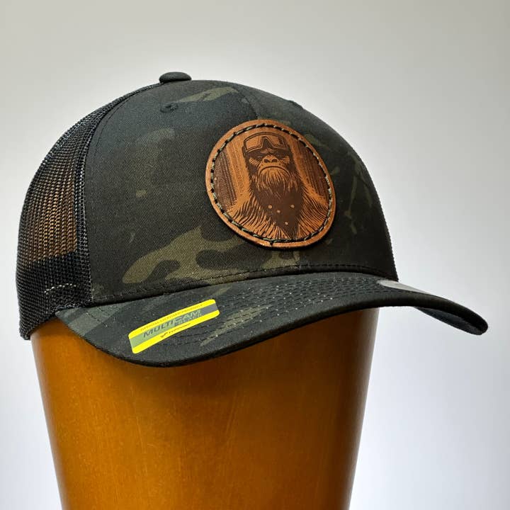 Last Best Supply Co – wholesale Trucker hat – Unisex – Bigfoot Face Thick Stitch Leather Trucker Hat