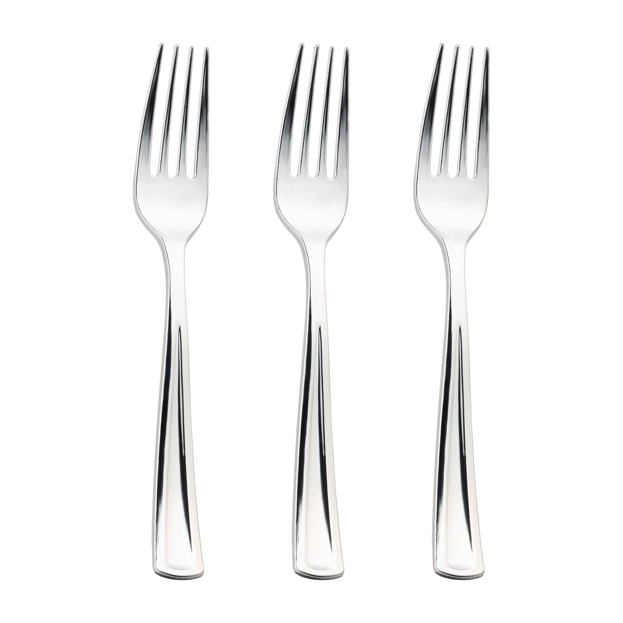 Smarty had a Party - Wholesale Disposable Servingware Set - Shiny Metallic Silver Plastic Forks - 24 pcs1