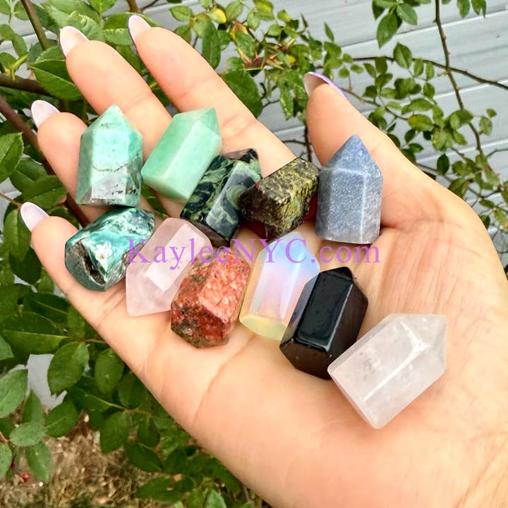 KayleeNYC - Wholesale Spiritual stone/crystal - 1” Natural Mix Crystal Mini Obelisk Tower Point4
