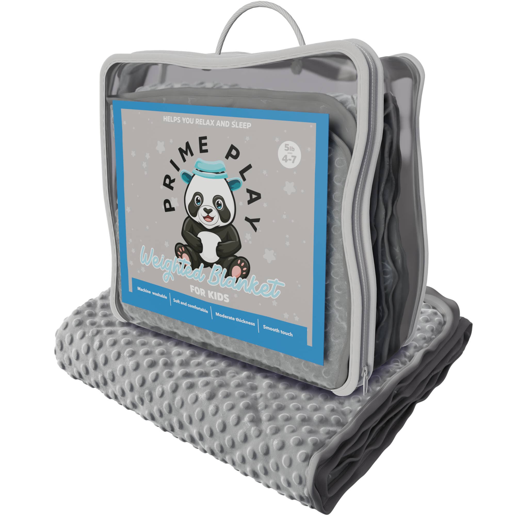 Prime Play - Wholesale Bedding Blanket - Kids & Baby - 5lb Child's Weighted Blanket - 36" x 48" Dotted Texture GREY0