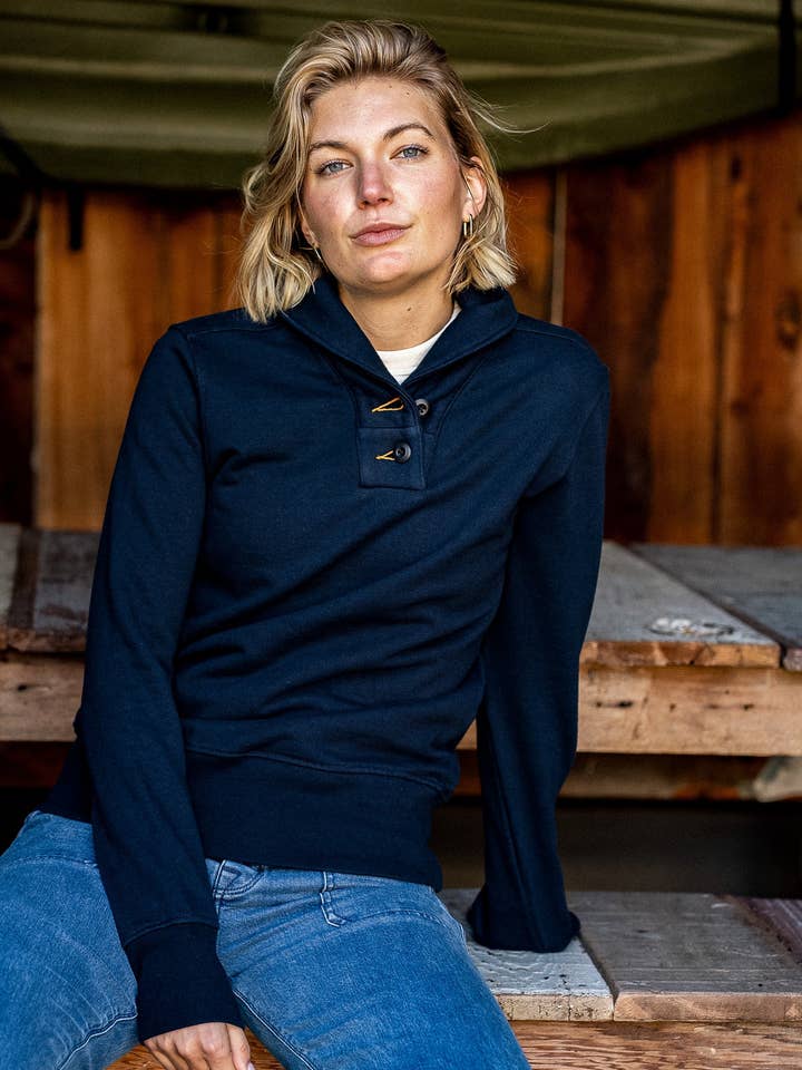 Bodega Shawl Pullover | Navy - 14oz French Terry for wholesale on Faire6