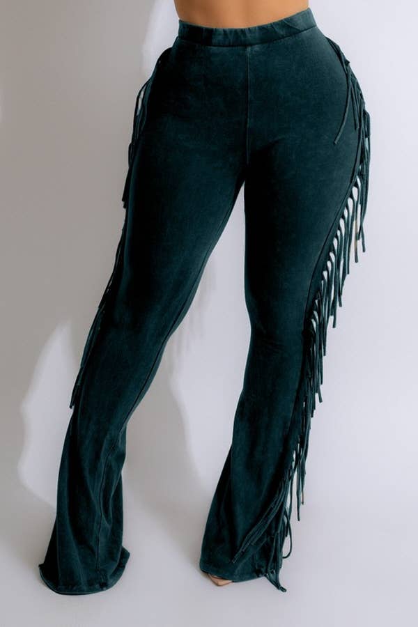 5besties inc - Wholesale Pants - Women's - Mineral Wash Fringe Detail Pants3