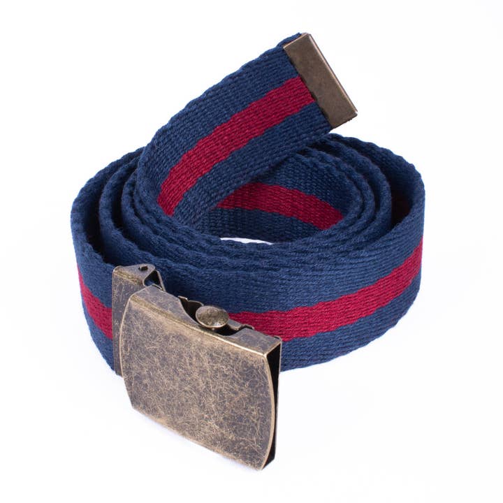 Selini New York - Wholesale Belt - Men's - Men Striped Canvas Adjustable Slide Belt-BEB3302