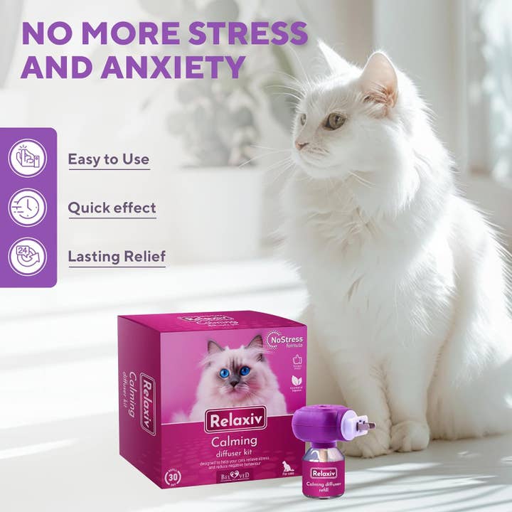 Purple Beloved Pets Cat Calming Diffuser & Pet Anti Anxiety Products - Feline Calm Pheromones Plug in & Cats Stress Relief Comfort Helps with Pee, New Zone, Aggression for wholesale on Faire2