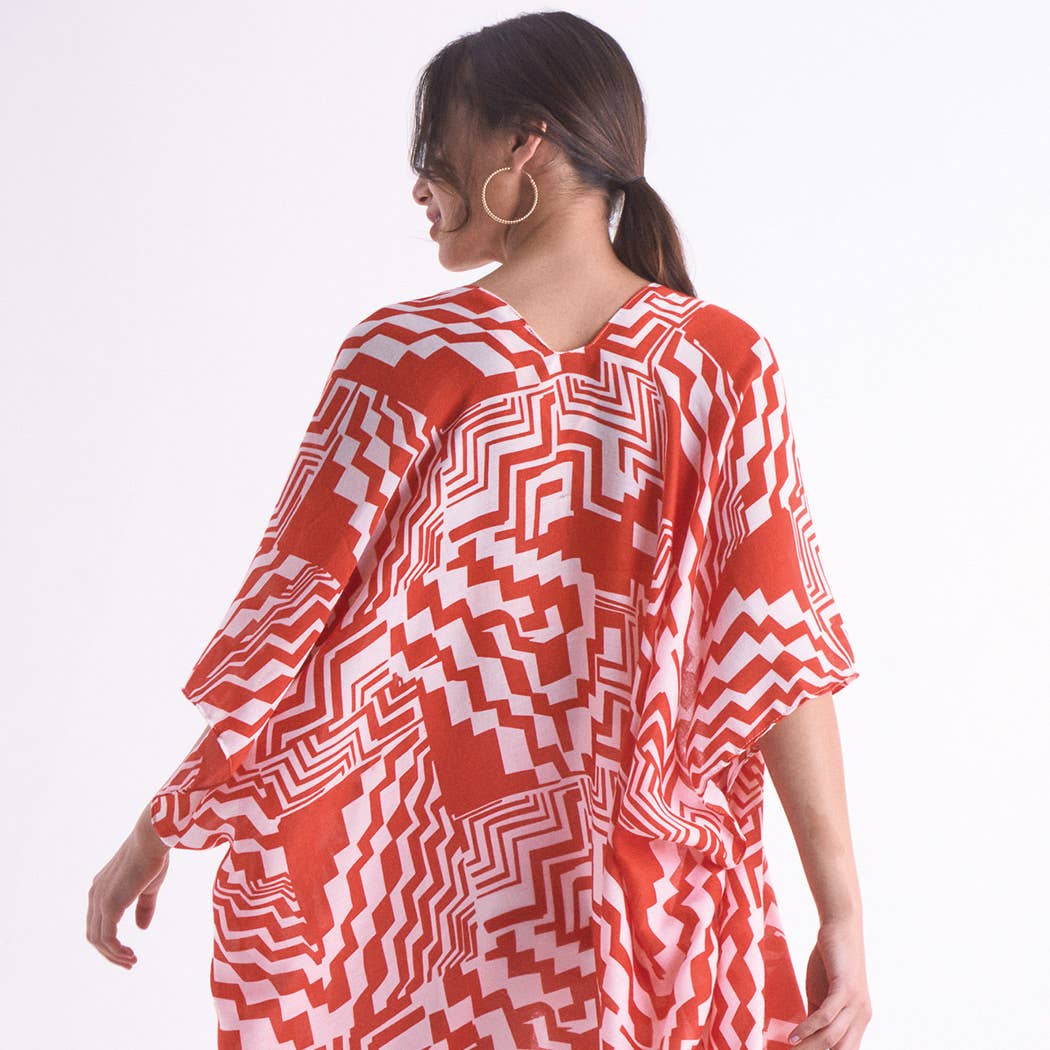 Fashion City – Engroshandel Kimono - Dame – Geometrisk Print Åben Front Kimono5