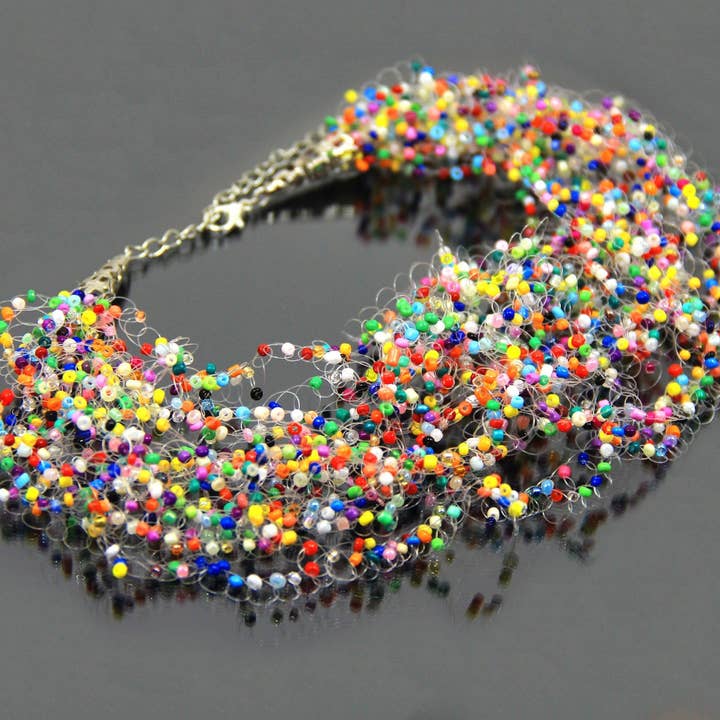 Farverige halskæde flerfarvede Beaded Choker erklæring efterår for engroshandel hos SomeBijoux4You