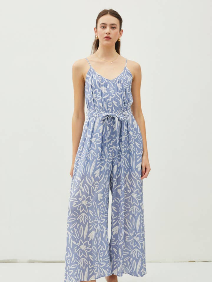 Be Cool - Wholesale Jumpsuit - Women's - LIGHTWEIGHT TIE BELT WIDE LEG CAMI JUMPSUIT