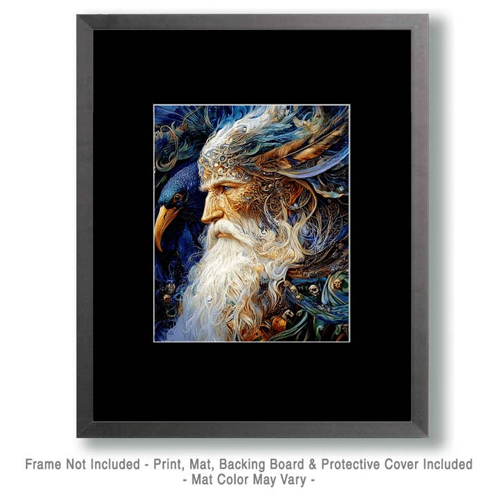 Mowbi - Wholesale Art Print - With Baldur the Raven - Odin the Norse God Wall Art Prints – 8″x10″ Artwork for 11″x14″ Frame1