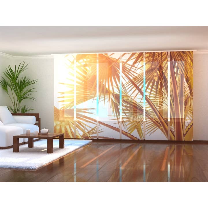 Lot de 6 rideaux à panneaux en cuivre en forme de feuille de palmier pour la vente par IlyDecor