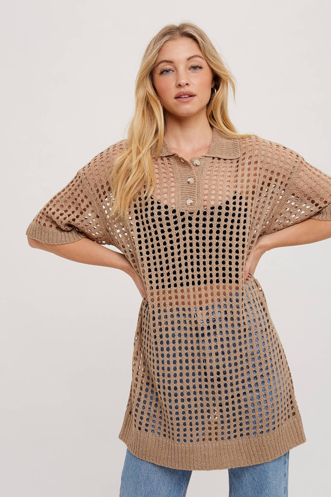 Bluivy - Wholesale Tunic - Women's - OPEN KNIT POLO SHIRT KNIT TUNIC12