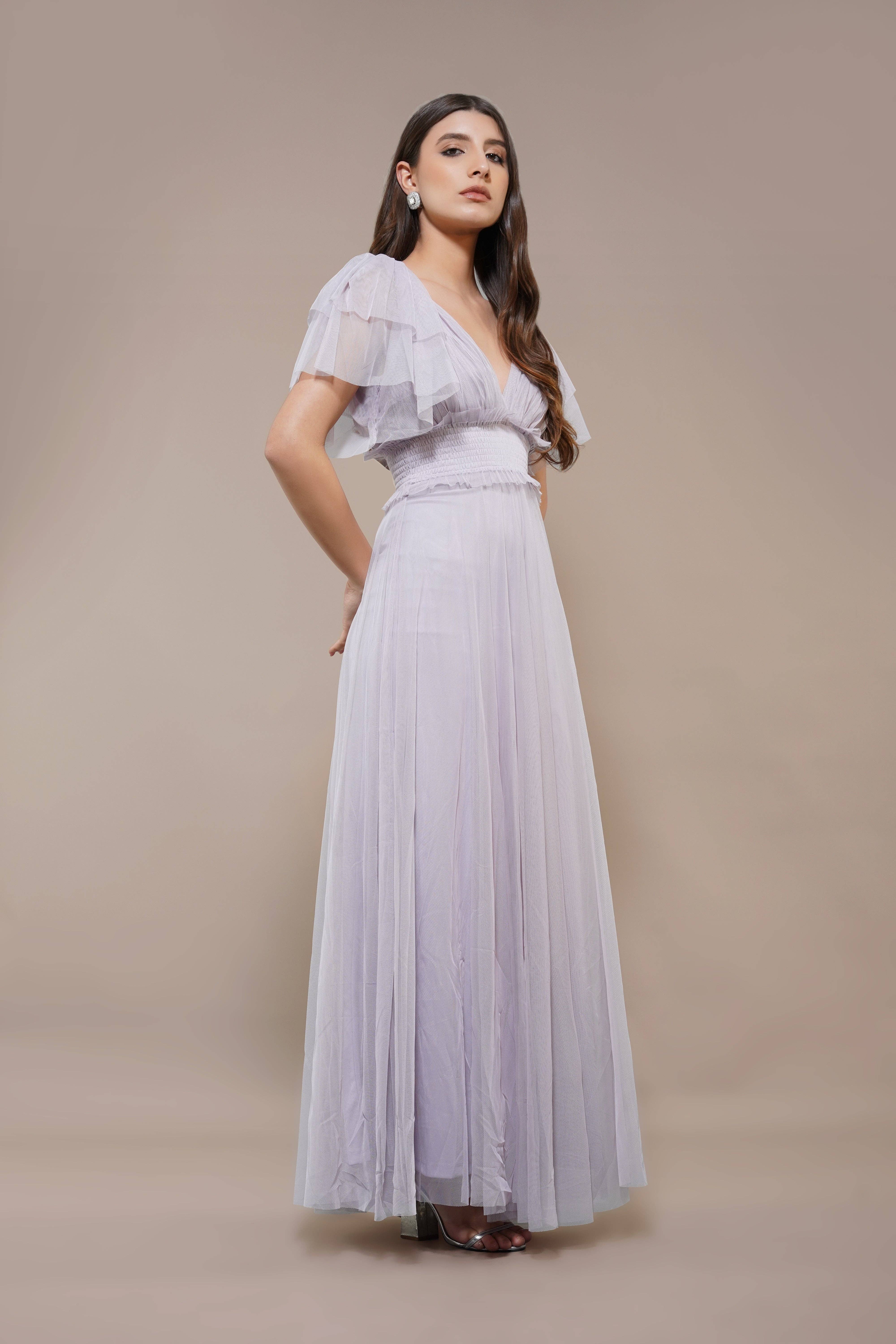 Shelby Tulle Lilac Maxi Dress for wholesale on Faire2