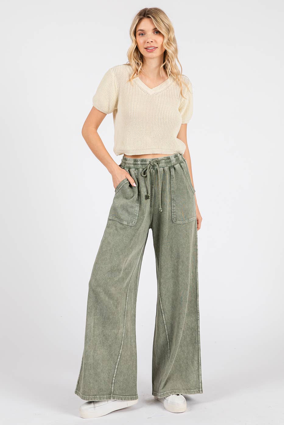 mittoshop - Wholesale Pants - Women's - MINERAL WASH FRENCH TERRY WIDE LEG PANTS20