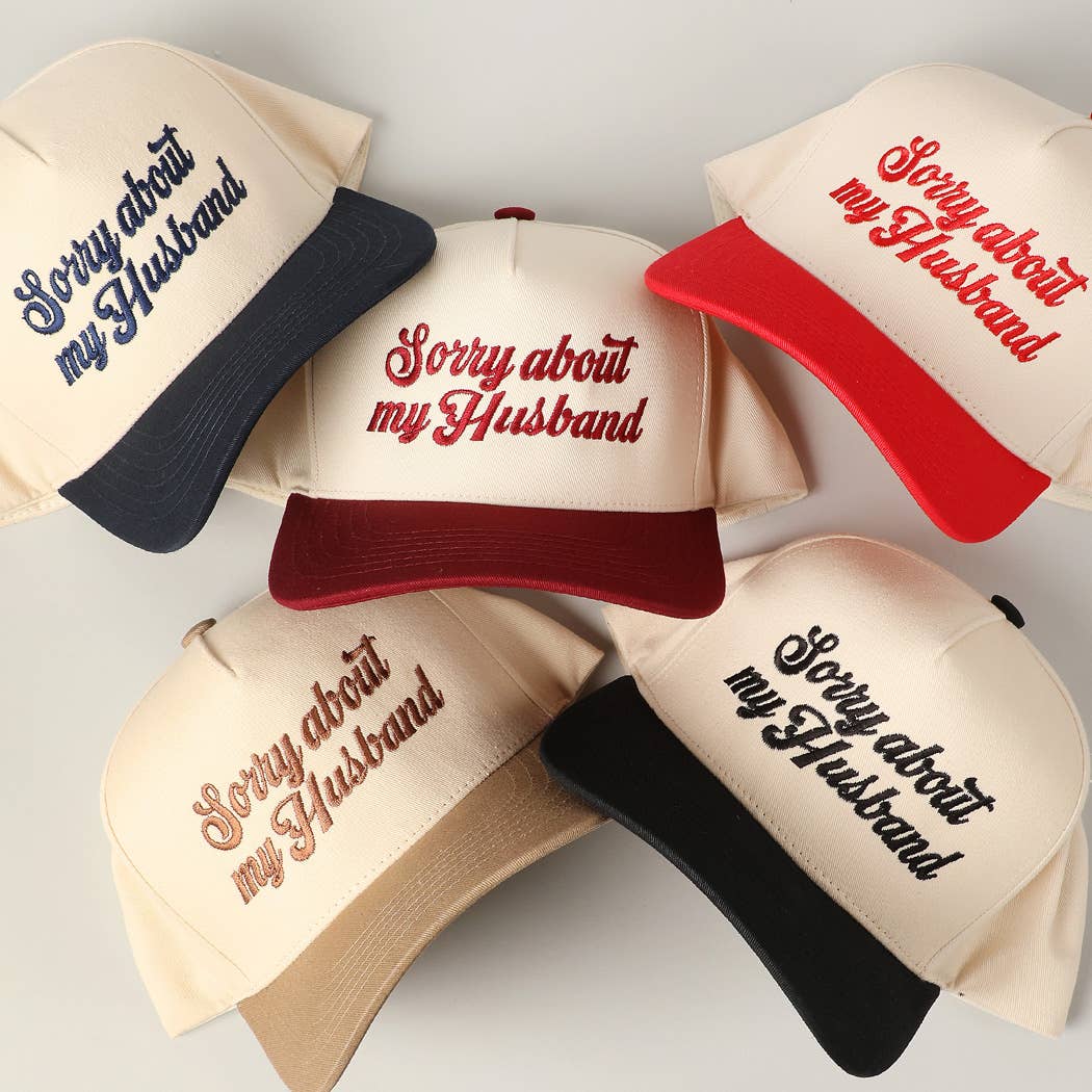 Fashion City - Venta al por mayor Gorra de béisbol - Unisex - Gorra de lona bicolor bordada Sorry About My Wife/Husband33