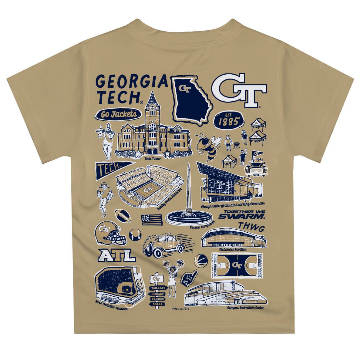 Vive La Fete - Wholesale Screen Printed T-Shirt - Kids - Georgia Tech Yellow Hand Sketched Impressions Boys T-Shirt9