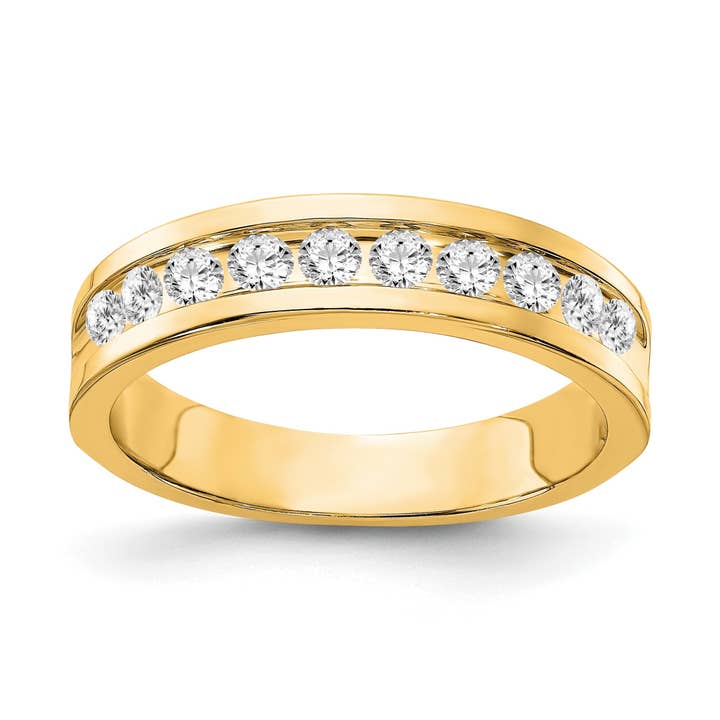 Bague de mariage pour homme en or jaune 10K avec diamant de laboratoire 0,93 ct pour la vente par Fine Diamond