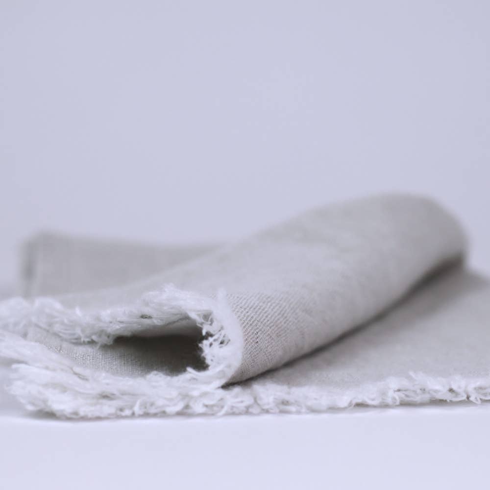 LinenCasa - Wholesale Hand Towel - Linen Guest Towel – Stonewashed –Light Natural w Frayed Edge3