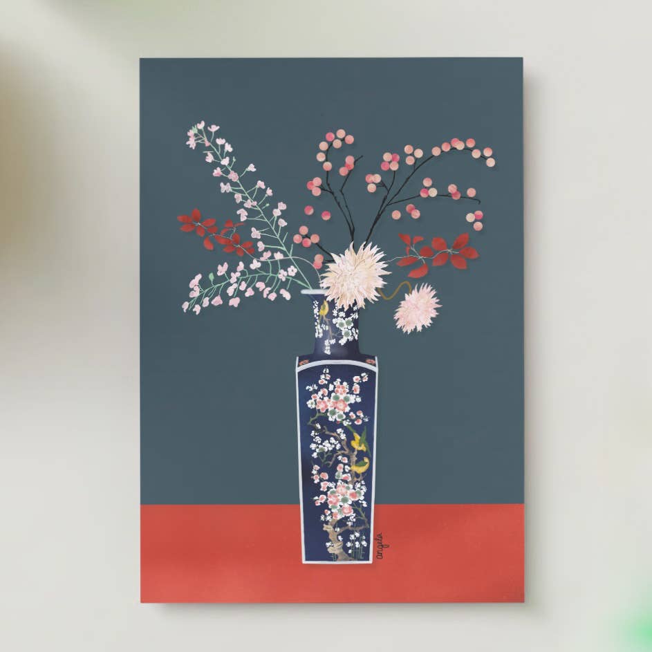 Studio Angelart - Wholesale Poster - Flowers on oriental vase illustration art print3