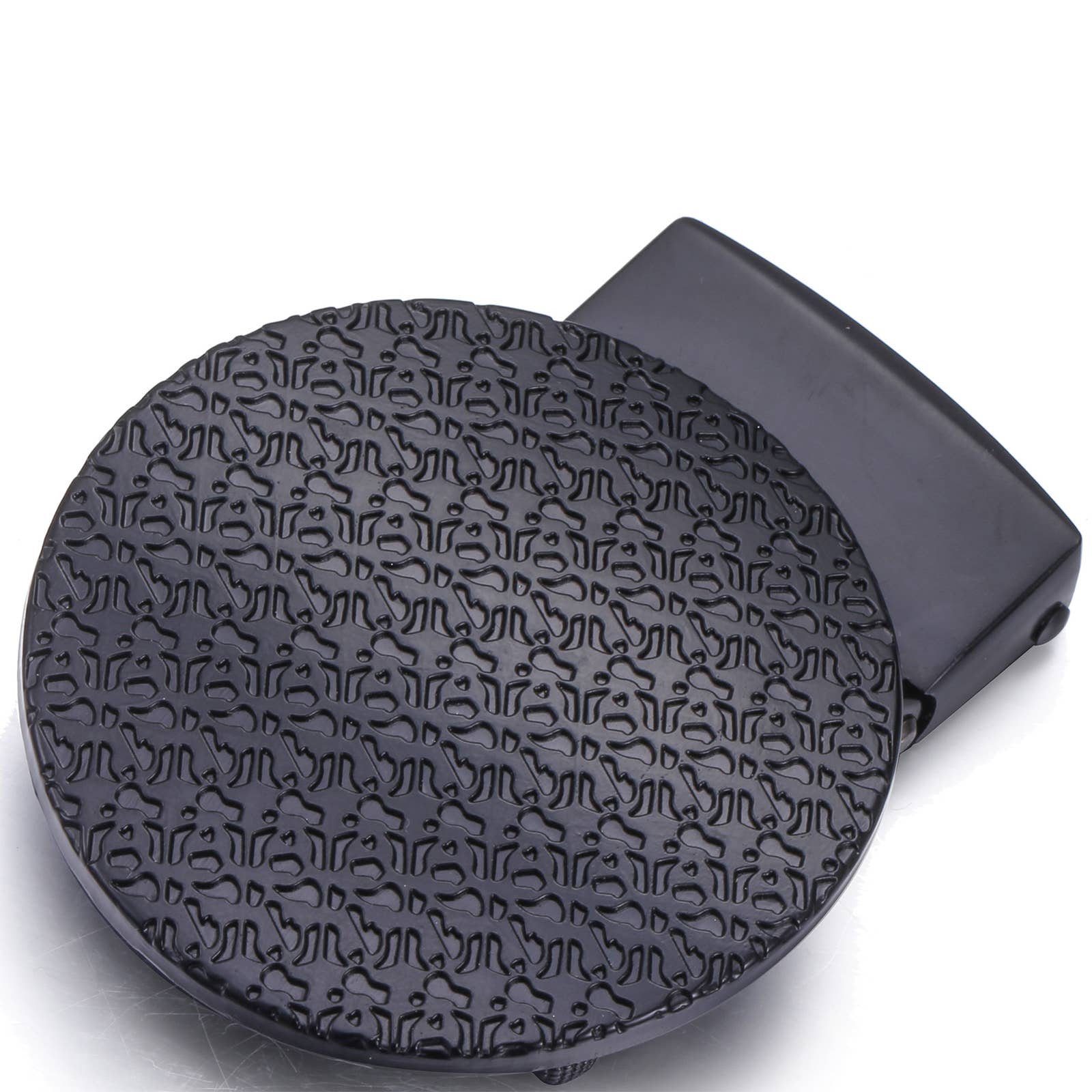 Deep Charcoal Round Foulard Designer Ratchet Belt for wholesale on Faire4