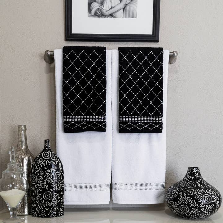 Sparkles Home - Wholesale Hand Towel - Atlas Rhinestone Hand Towel (Set of 2)