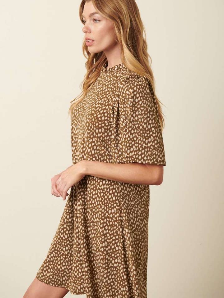 mittoshop - Wholesale Dress - Women's - ANIMAL PRINT RUFFLE MOCK NECK MINI DRESS6
